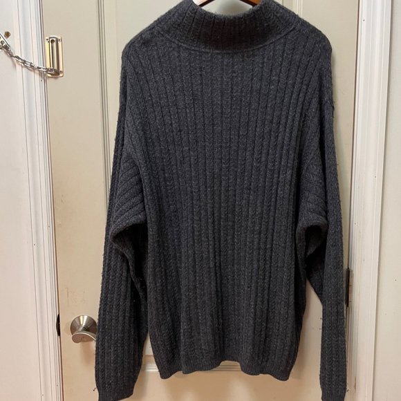 Peruvian Connection Men's XL 80% Baby Alpaca/20% Wool L/S Qtr Zip Sweater. Grey - Picture 2 of 8